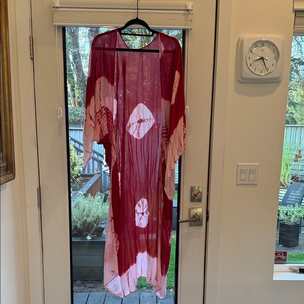 Lovestitch long red boho kimono one size 100%viscose